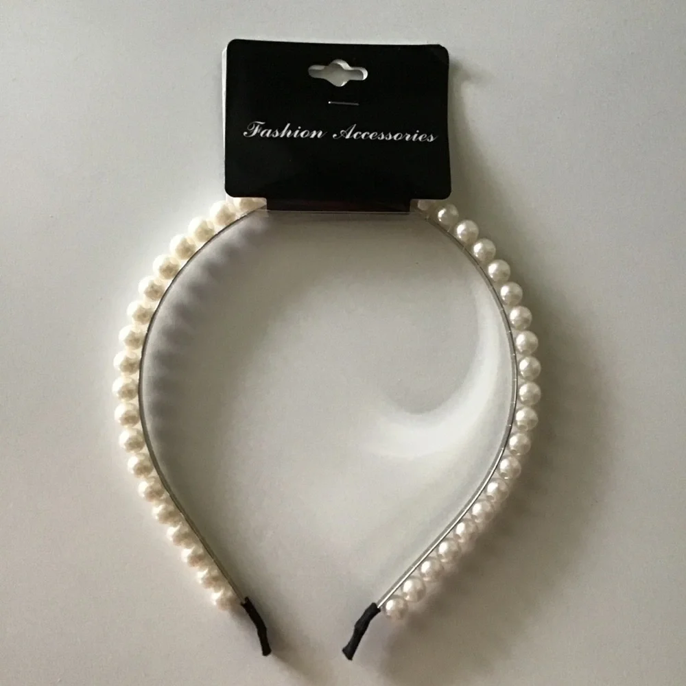 NEW White Faux Pearl Headband Hair Bridal Party Wedding Halloween Costume Crafts